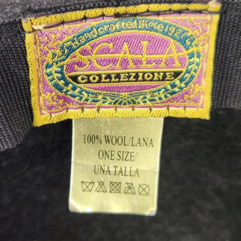 Scala Collezione Women’s Black 100% Wool Wide Brim Hat Bohemian Festival EUC
